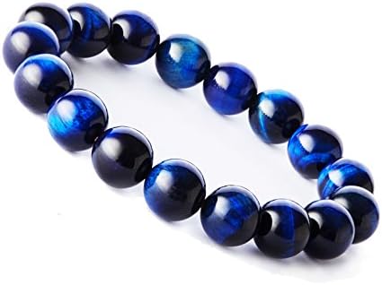 Handmade Gemstone Beaded Stretch Tiger Eye Bracelet, Precious 8 mm 12mm Round Beads Bracelet Yoga Energy Healing Stone Wrist Bracelet for Men and Women