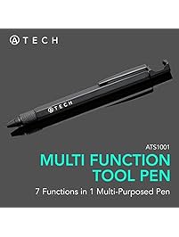 ATECH Multifunction Pen 7 in 1 Tech Tool Pen with Ruler, Stylus, Bottle Opener, 2 Screw Driver, and Phone Stand, Multifunction Tool Fit for Mens Gift (Black)