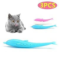 HEY AVA Cat Catnip Toys Cat Simulation Fish Shape Toothbrush with Fluffy Catnip Doll Interactive Pets Pillow Chew Supplies for Cat (3PCS)