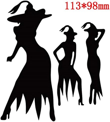 Halloween Dies Woman Buildings Bat Witch Metal Cutting Dies Stencil for DIY Scrapbooking Dies Craft Paper Card Embossing Die Cut,J3