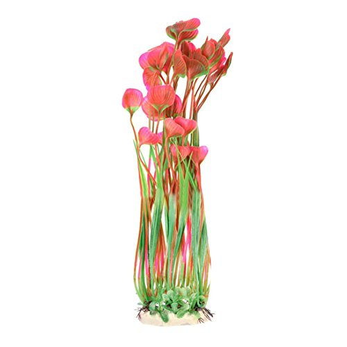 10 Pack Fish Tank Artificial Plants Aquarium Plastic Red Purple Blue Decorations Fake Water Flower Green Grass Underbrush Leaves Ornaments Decors - 16'' (C)
