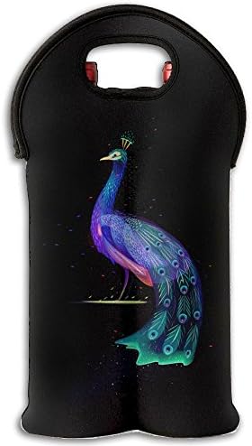 Zlkshop17 Watercolor Peacock Colorful Peafowl Designed Wine Tote Carrier Bag / Purse Wine Bags Tote Bag Holds 2 Bottles Of Wine-A Great Gift For Wine Lovers And Jetsetters