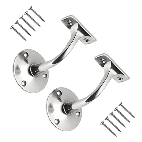 TERF® Traditional Style Polished Chrome Heavy Duty Banister Staircase Support Wall Mounted Handrail Bracket - Pack of 2