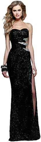 Faviana Strapless Sequin Gown Black