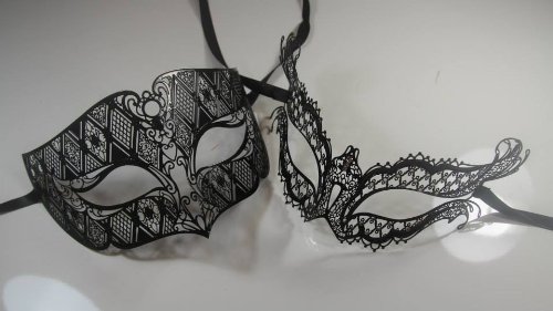Masquerade Couples Venetian Elegant Impression Designed Masks - 2 Piece Black Colored Set by VentianMasks