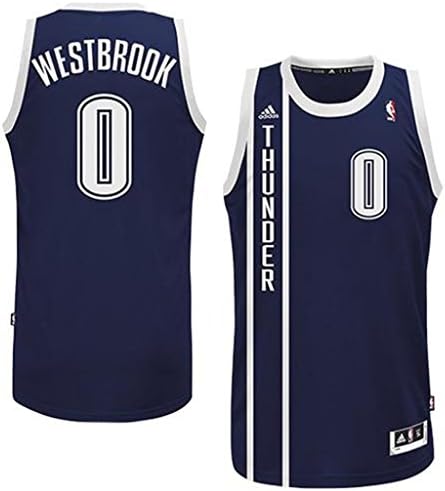 Oklahoma City Thunder #0 Russell Westbrook Revolution 30 Swingman Road Alternate Navy Blue Jersey X-Large