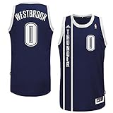 Oklahoma City Thunder #0 Russell Westbrook Revolution 30 Swingman Road Alternate Navy Blue Jersey