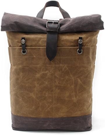 Man/Student Canvas Leather Backpack16950 (Khaki)