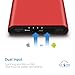 PISEN Power Bank, Slim Portable Charger, Battery Pack 10000mAh with LED Indicator Light, USB External Battery Charger [Anti-Fingerprint] for iPhone, iPad, Samsung, Nexus and More (Red)
