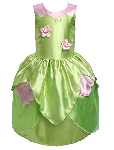 Princess Girl Flower Fairy Green Princess Dress Up Party Costume For 3-10T