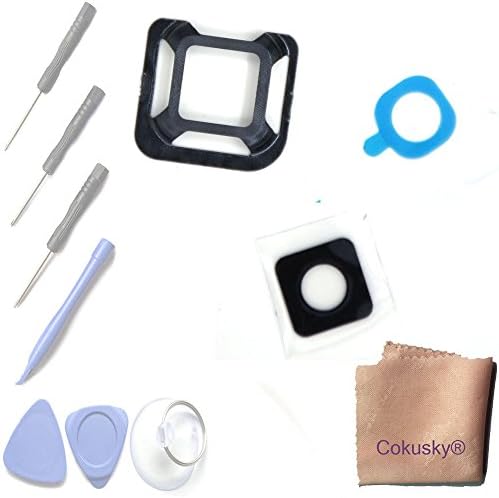 Cokusky® Back Camera Frame Holder Glass Lens with Frame Adhesive Repair for Samsung Galaxy S5 Active G870A (Black)