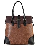Diophy PU Leather Two Tone Birkin Style Tote Accented with Buckle Décor Womens Purse Handbag AB-013