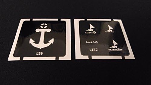 2pc Anchor / Sailboats GLITTER TATTOO STENCIL SET For Color Airbrush Facepaint