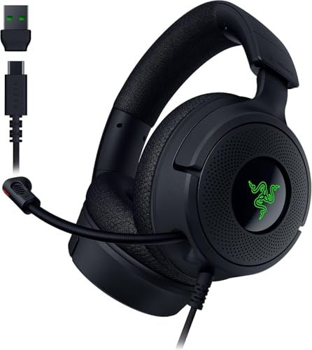 Razer Kraken V4 X - Kabelgebundenes PC-Gaming-Headset (Triforce 40-mm-Treiber, einziehbares Nierenmikrofon, 7.1-Surround-Sound, Chroma RGB, für PC - Konsolen &