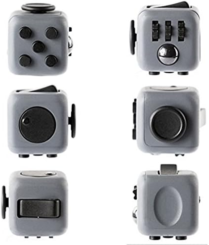 Prime Fidget Cube Mini Desk Toy Relieves Stress and Anxiety for Children and Adults - Grey and Black