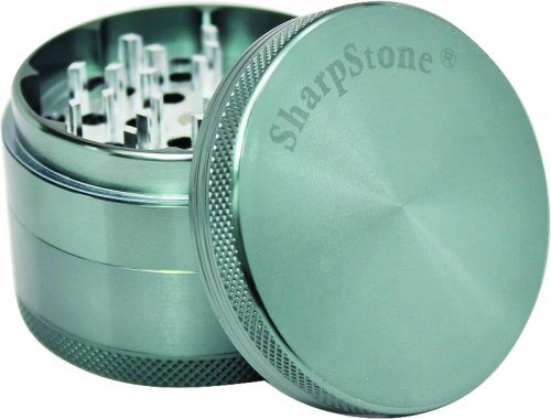 Sharp Stone Official Authentic Large 4 Piece Grinder Hard Top 2.5 Inches Grey + Free Performance Technology Wrist Band
