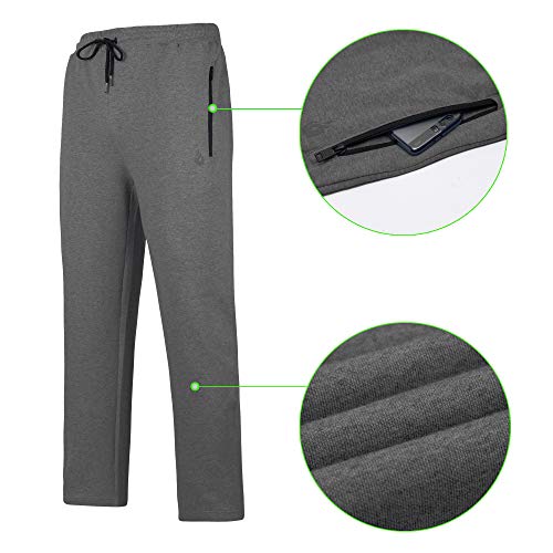 beroy Mens Jogger Pants Basic Active Training Running Gym Workout Pants Zipper Pockets Sweatpants(Charcoal,3XL)