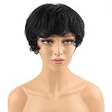 Dreambeauty Brazilian Full Human Hair Short Wigs for Black Women Pretty Wave Natural Black Color