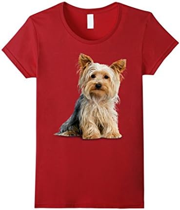 Women's Yorkie Yorkshire Terrier on a Tee Shirt XL Cranberry