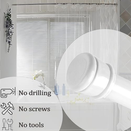 Curtain Poles for Pressure Curtains Extendable Curtain Rod Pressure Curtain Rods Without Drilling for Windows Shower Wardrobe White 85 – 230 cm Diameter 32 mm