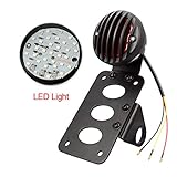 Amazicha Motorcycle Tail Light LED Brake Light Rear Light 1" Side Mount License Plate Bracket Holder for Harley Bobber Chopper Cruiser Custom Bike Honda Yamaha Suzuki Kawasaki