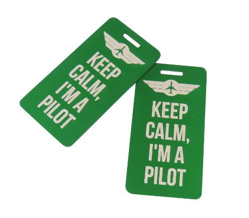 Keep Calm, I'm a Pilot Bag Tag Set of Two (Green)