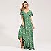 Women Empire Waist Maxi Dress – Ladies Casual Loose V Neck Short Sleeve Ruffle Hem Dresses for Beachthumb 3