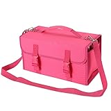 Huhuhero Marker Case, 120 Slots Extendable and Foldable Oxford Organizer with Carrying Handle for Permanent Paint Marker, Dry Erase Marker, Repair Marker Pen, Color Highlighter, Rose Pink