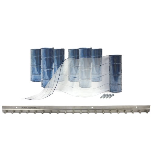 Aleco 440045 Clear-Flex II Low-Temp Reinforced Freezer Strip Door Mounting Kit with MaxBullet Aluminum Mounting Hardware, 8" Width x 84" Height x 0.08" Thick