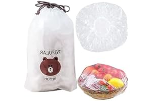 COHPOH Fresh Keeping Bags, Plastic Sealing Bags Food Cover, Universal Kitchen Wrap Seal Fresh Keeping Caps Fresh Keeping Bags Covers,Plastic Stretchable Food Covers for Leftover And Meal Prep (100PCS)