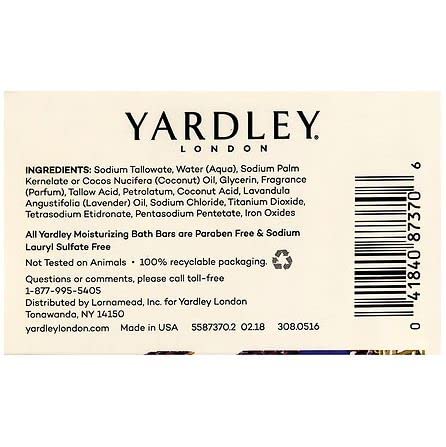 YARDLEY LONDON ENGLISH LAVENDER NATURALLY MOISTURIZING BATH BAR, 4 OUNCE