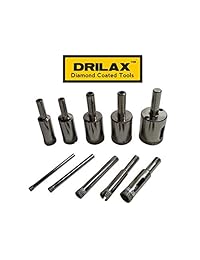 Drilax Set de 10 piezas de brocas de diamante de 5 32," 3 16," 1 4," 5 16," 3 8," 1 2", 5 8", 3 4", 7 8", 1" pulgadas, para azulejos, vidrio, acuarios, mármol, granito, cerámica, porcelana, botellas, broca