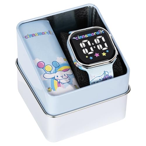 Accutime Cinnamoroll Kids Watch – LED Display, Square Case, Adjustable Plastic Strap, Collectible Tin – Perfect for Girls Who Love Cute Characters