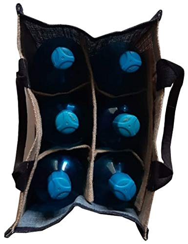 KVR natural Jute burlap wine beer carrier bottle sturdy bag with option to use as lunch bag (6 bottle bag, Heart Print)