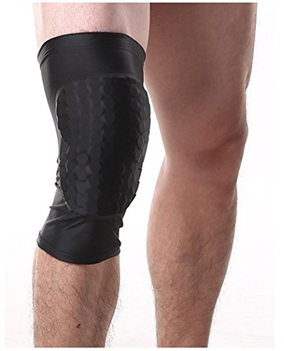 Mcolics 2 Packs Compression Sleeve Knee Pads Protective Compression Wear - Men Basketball Brace Support - Best to Immobilize, Strap & Wrap Knee for Volleyball, Football (Long Black, L) - Thumbnail 6