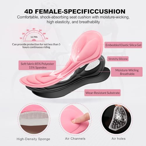 MEETWEE Cycling Shorts for Women, 4D Padded Cycling Shorts Women's Quick Dry Cycling Tights Breathable Non-Slip