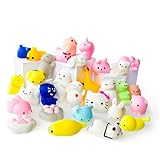 Mochi Squishy Toys - Variety of 30 Squishy Package - Mochi Squishy Cat, Panda Squishy, Food Squishies - Mochi Animals Phone Charms - Key Chain Strap Squishys 