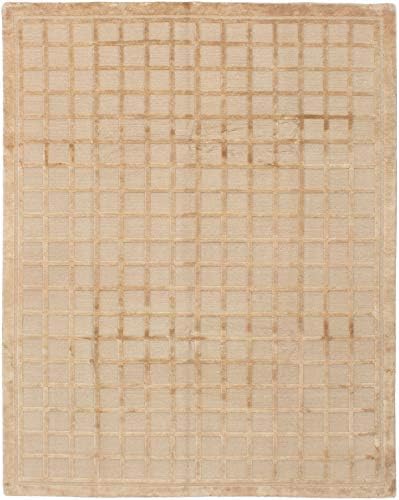 eCarpet Gallery Hand-Knotted | Large Area Rug for Living Room, Bedroom | Home Decor Rug | 100% Wool | Kathmandu Carved Brown Rug 7'9" x 9'9" | 286033