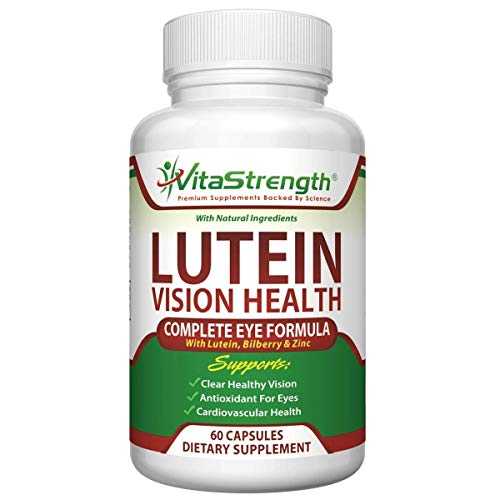 Vision Health Complete Eye Formula with Essential Vitamins for Eyes - with 20mg Lutein Plus Bilberry, Zinc and Other Eye Care Nutrients - Lutein for Eyes - 60 Eye Vision Capsules