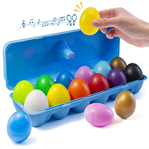 image for Prextex 12 Maracas Egg Shakers Musical Percussion Toy - 12 Color Plast