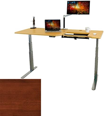 Omega EVEREST Electric Adjustable Height Standing Desk w/ SteadyType Adjustable Ergonomic Keyboard Tray Built-In - 4 Programmable Height Presets - Silver Base ( Shaker Cherry Desktop, 30" x 72" )