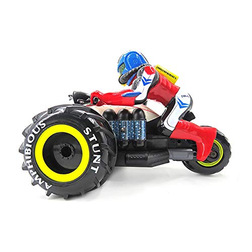 RC Car, KINGBOT 2.4Ghz Remote Control Amphibious Motorcycle High Speed Spinning Stunt Car with 360Â° Rotate & LED Lights Driving On Land & Water Vehicle Toys for Kids, Black