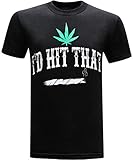 tees geek I'd Hit That Marijuana 420 Pot Weed Stoner Men's Funny T-Shirt - (Large) - Black