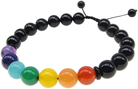 Men Women 8mm 7 Chakras Stone Agate Beads Bracelet Braided Rope Yoga Bracelet Adjustable Bangle