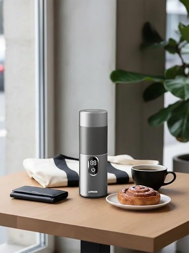 Lepresso MokaRise Electric Portable Mocha Maker, 130-150mL Moka Machine, Digital Interface, Dual AC/DC Power Mokka Maker, Mocha Pot, Suitable for Daily use at Home or for Camping