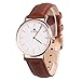 Aurora Women's Metal Retro Casual Round Dial Quartz Analog Wrist Watch with Brown Leather Band-Rose Gold