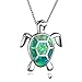 Meoliny Sea Turtle Pendant Necklace Created Opal Necklace Jewelry for Women Girls,Green