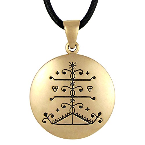 Moonlight Mysteries Bronze Ogou Feray Voodoo Loa Veve Pendant Necklace - 1 Inch Diameter
