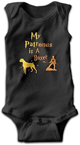 Honeykid Newborn My Patronus Is A Boxer Sleeveless Onesies Outfits Black