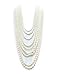 Women's Ten Multi-Strand Faux Pearl Statement Necklace and Earrings Set in Cream Color